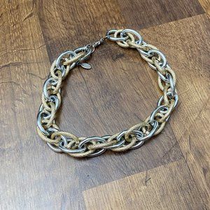 Ann Taylor Factory Double Linked Silver and Gold Chain Necklace